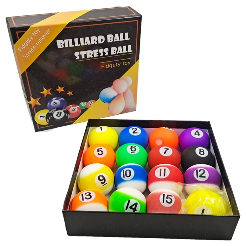 

Stress Balls for Adults and Kids 16pcs Billiard Balls Sensory Anxiety Relieve