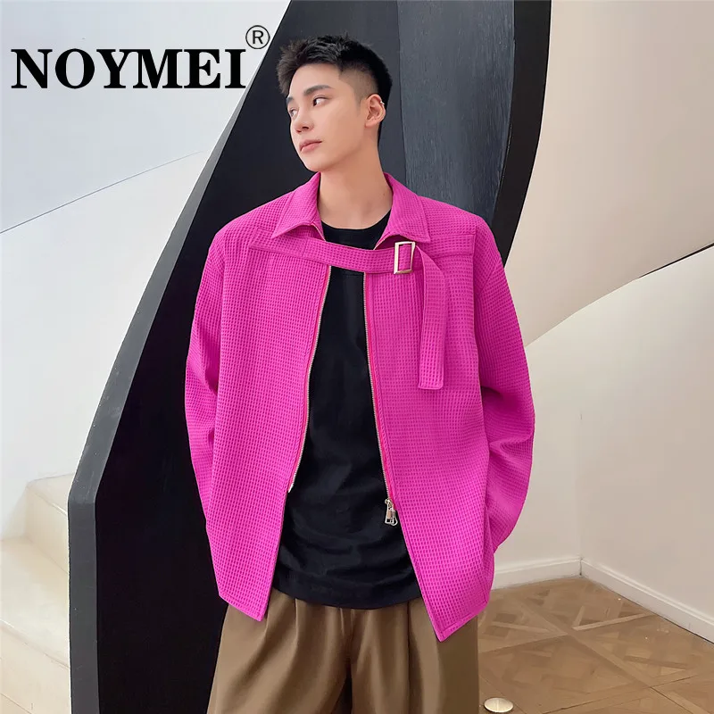 

NOYMEI Spring Korean Version Leisure Buckle Long Sleeve Shirt Jacket Personalized Double Headed Zipper Solid Color 2024 WA454