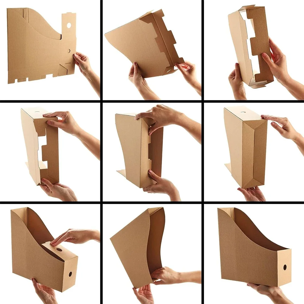 Desk Organizer 3/5PCS Magazine Files Kraft Paper Material Cardboard File Holder Standing Magazine Books Documents Storage Rack