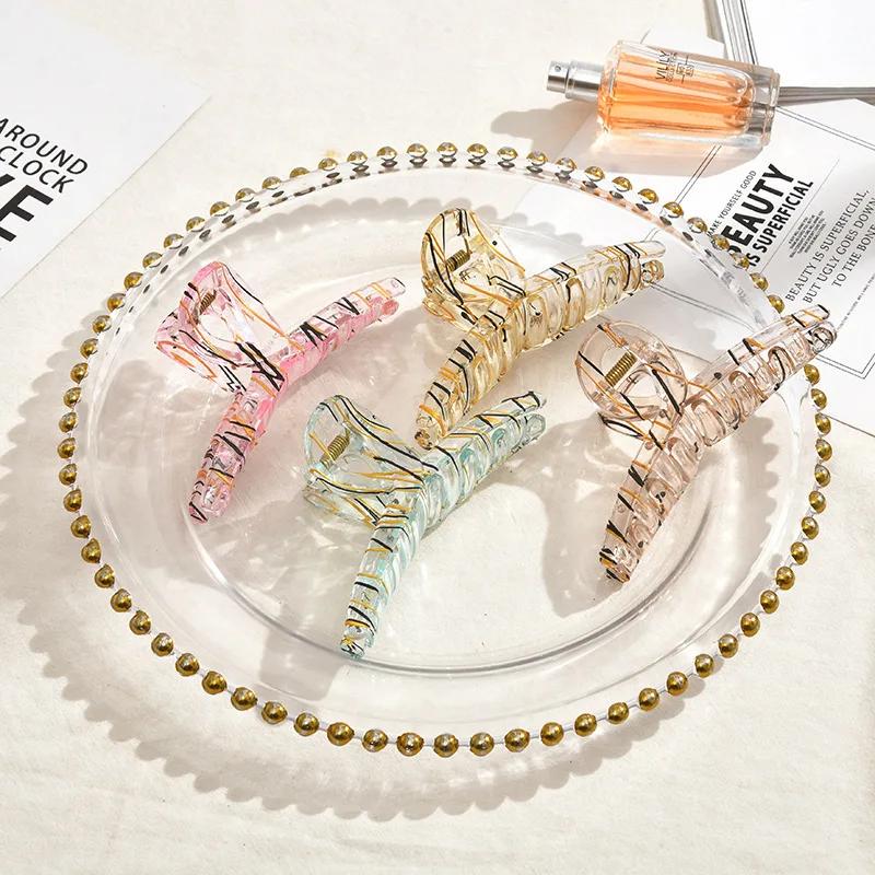 

Transparent Back Head Hairpin Elegant Multicolor Resin Large Hair Clip Bath Hair Claw for Women Girls Hair Accessories