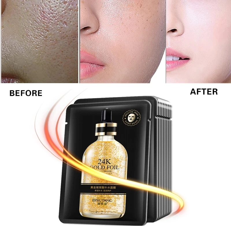 

24k Gold Hyaluronic Acid Moisturizing Facial Mask Anti-Aging Replenishment Whitening mask Sheet Pores Moisturizing Oil-Control