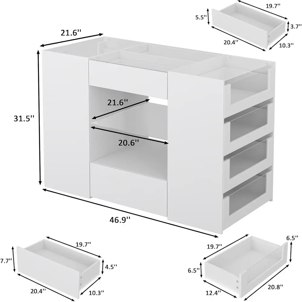 White Wardrobe Island with Drawers 2