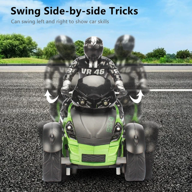 1:10 Scale Vehicle 2.4GHz High Speed Three Wheel RC MotoHawk Motorcycle Toys ATV Road Racer with LED Headlights Toy Gift for Kid 6