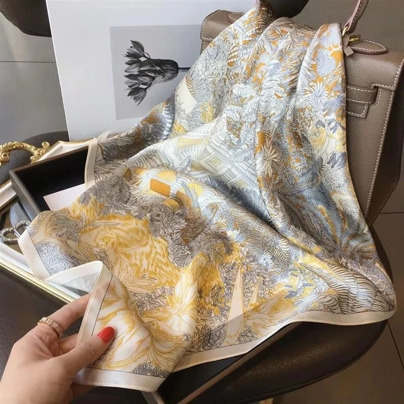 Silk Scarf Lady 70*70cm Square Soft Satin Hairband Neckerchief Tie Headband Foulard