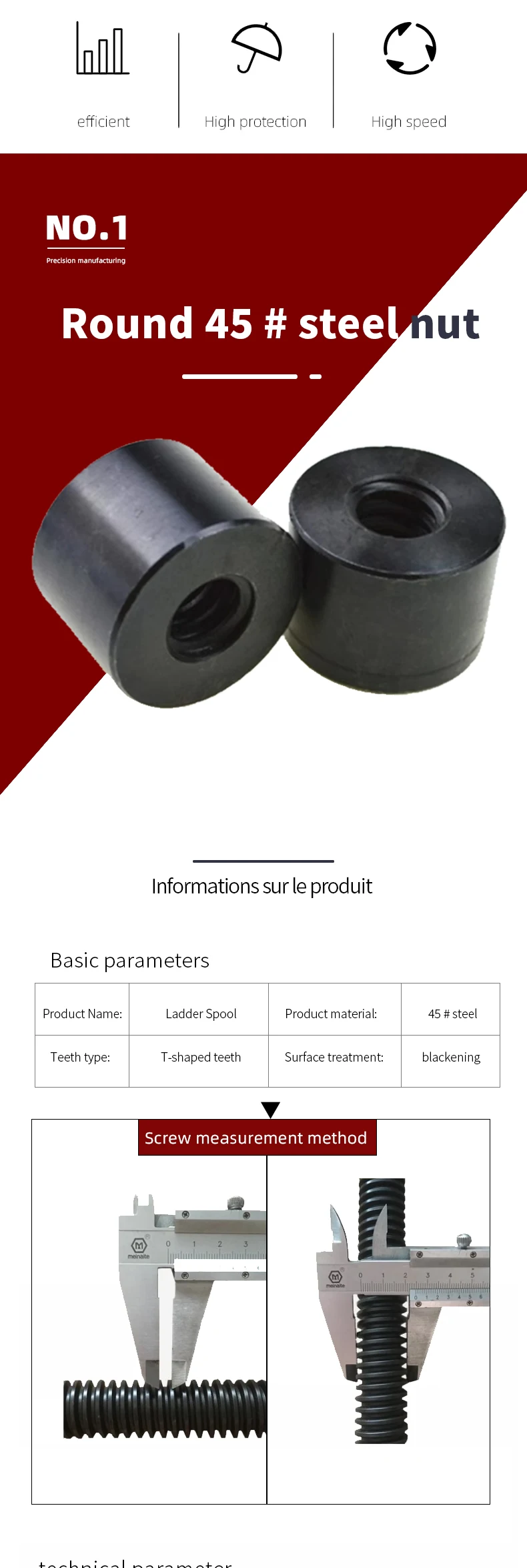 Flange redonda Aço Flange Porca, Parafuso trapezoidal,