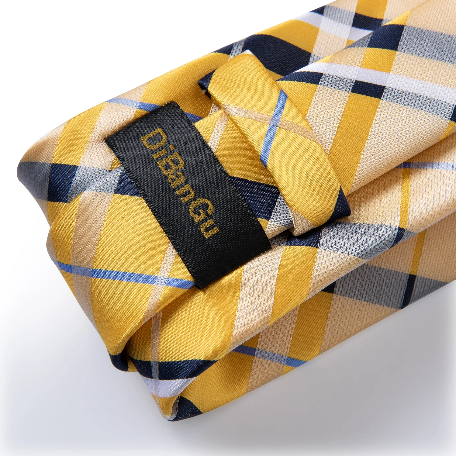 Neck Tie New Classic Yellow Striped Plaid Silk For Men Handkerchief Cufflinks Brooch Pin Wedding Accessories Men Gift