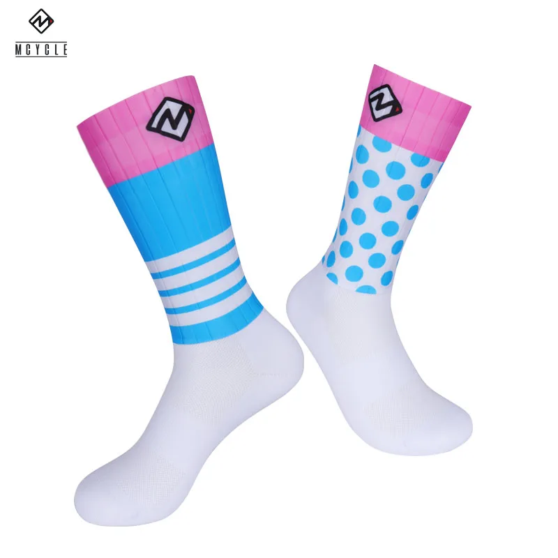 Mcycle Factory Custom Stripe Quick Dry Breathable Anti-Slip Good Wrapping Summer Bicycle Riding Cycling Sock
