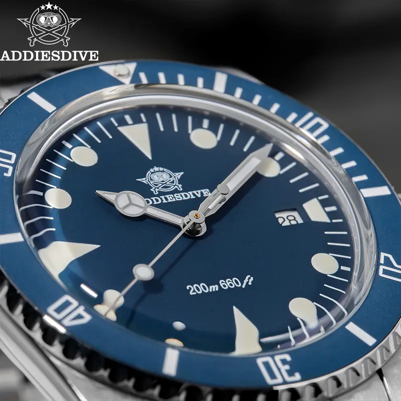 ADDIESDIVE Men's Diving Watch Stainless Steel Ceramic Bezel Quartz Watch Men's BGW9 Luminous 200m Waterproof  Men's Watch - Image 6