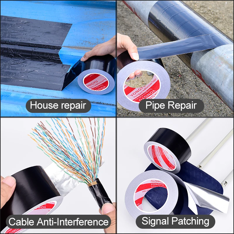 블랙 알루미늄 호일 테이프 수정 내열성 온수기 레인지 후드 파이프라인 씰링 방수 내화 방열