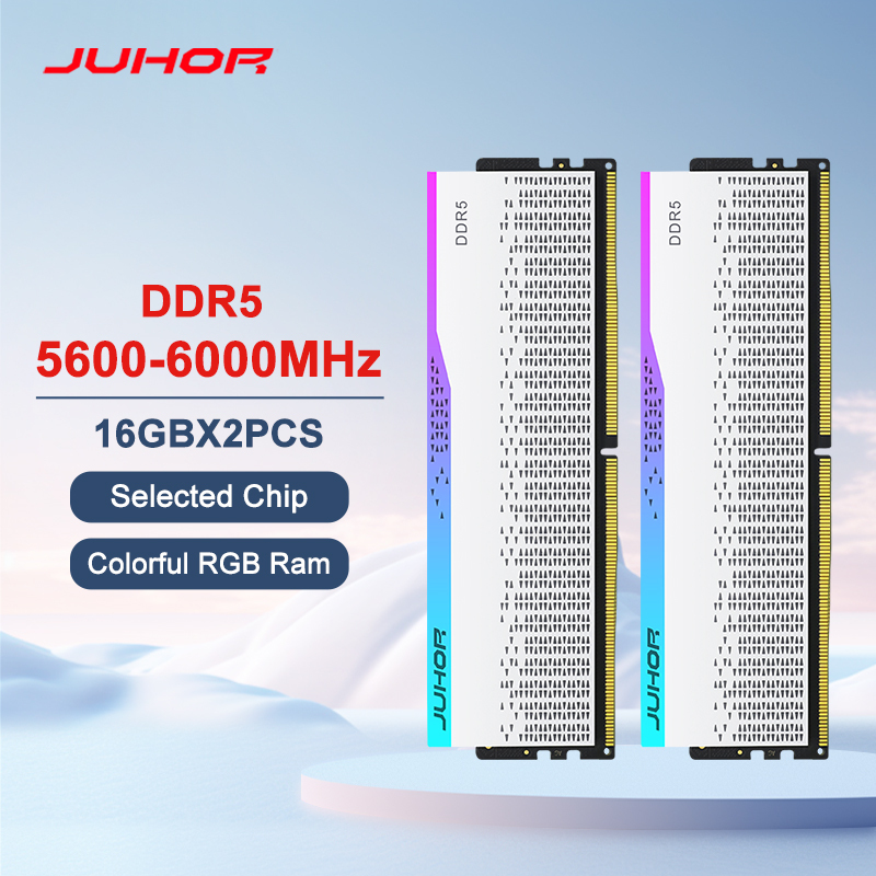 JUHOR Desktop Memory RGB DDR5 16GBX2 6000MHz 5600MHz  Dimm High speed Memoria Ram