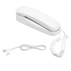 Compact Landline Phone with Wall Mount, Mute, Pause, Redial, and Adjustable Ring Volume Features (WHITE)