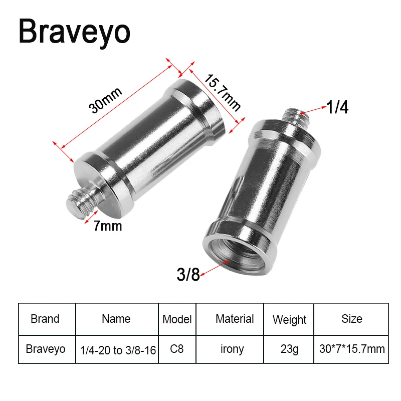 Camera Flash Adapter 1/4-20 to 3/8-16 Flash Bracket Conversion Screw Photography Camera Tripod Accessories 1/4 3/8 Live Streaming Bracket Adapter