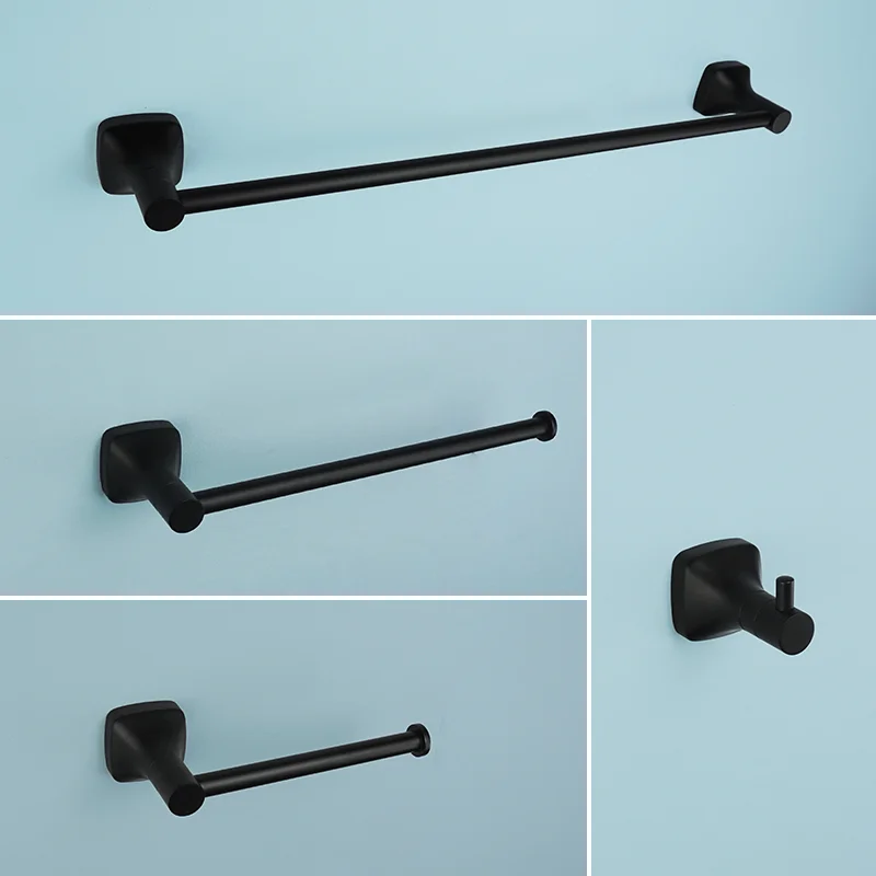 Brushed Gold Bathroom Accessories Set Wall Mount Hand Towel Bar Rack Toilet Roll Paper Holder Robe Hook Hanger 4 Piece Set