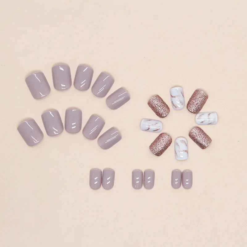 Short French Glossy Glitter Nails Image 3