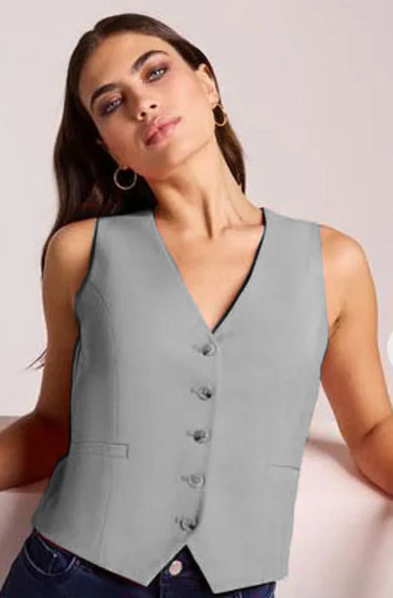 Women's V-neck single breasted slim fit suit vest 2024 spring/summer fashionable jacket elegant women's clothing high quality