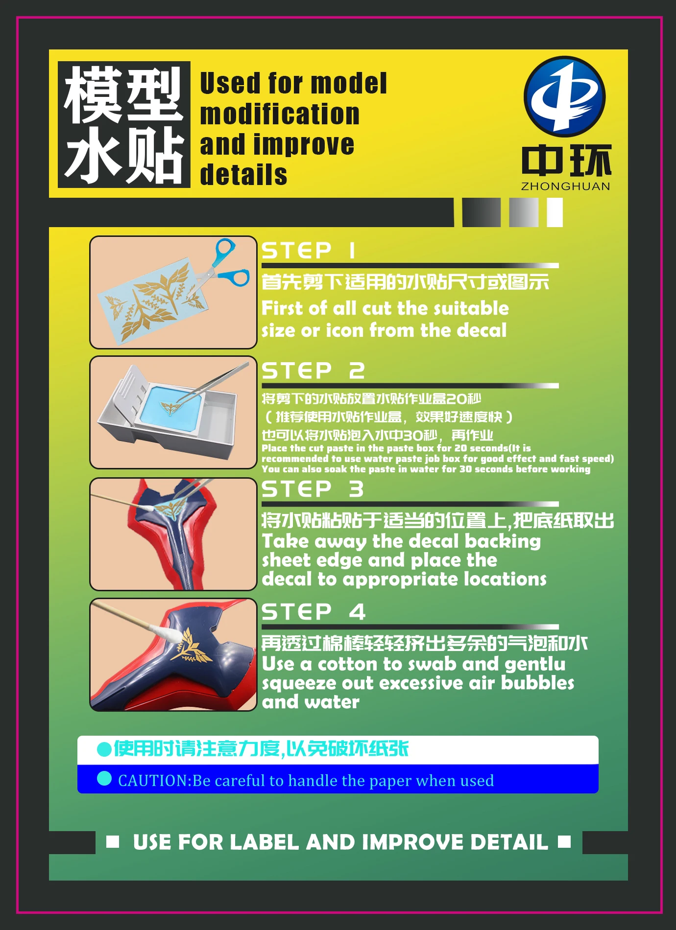 19438 Model Decal for MG 1/100 MS-07B GOUF Tiger Zaku Assembly Model Action Toy Figures DIY Water Stickers model building parts model action figures