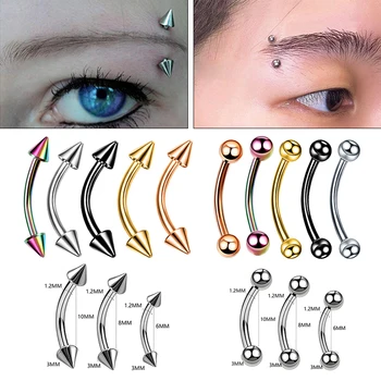 스테인리스 스틸 나선 피어싱 눈썹 립 라브렛 링 스터드 귀걸이, 트라거스 바벨 혀 바, 피싱 바디 쥬얼리, 6mm, 8mm, 10mm, 1PC