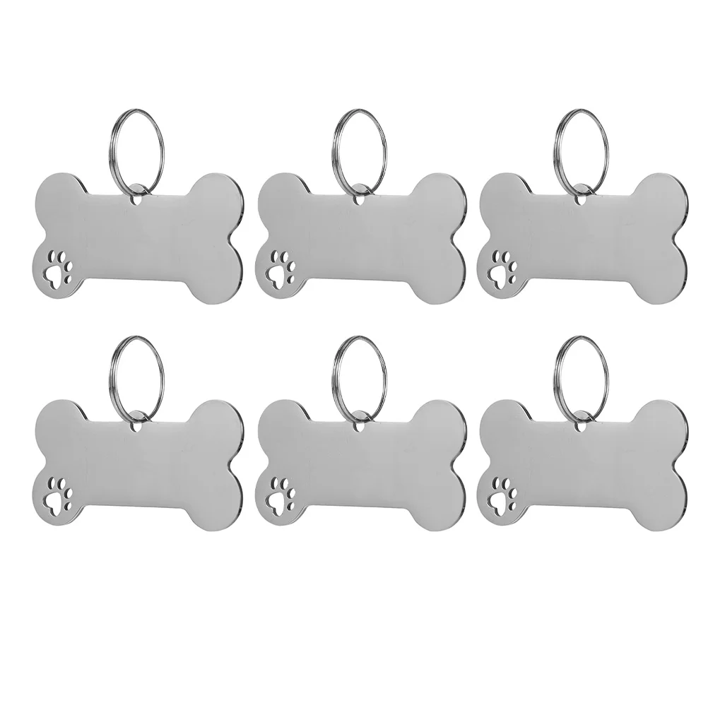 

6 Pcs Pet Dog Tag Name Tags Steel Bone Pendent ID Hangings Stainless Lovely Cat Puppy