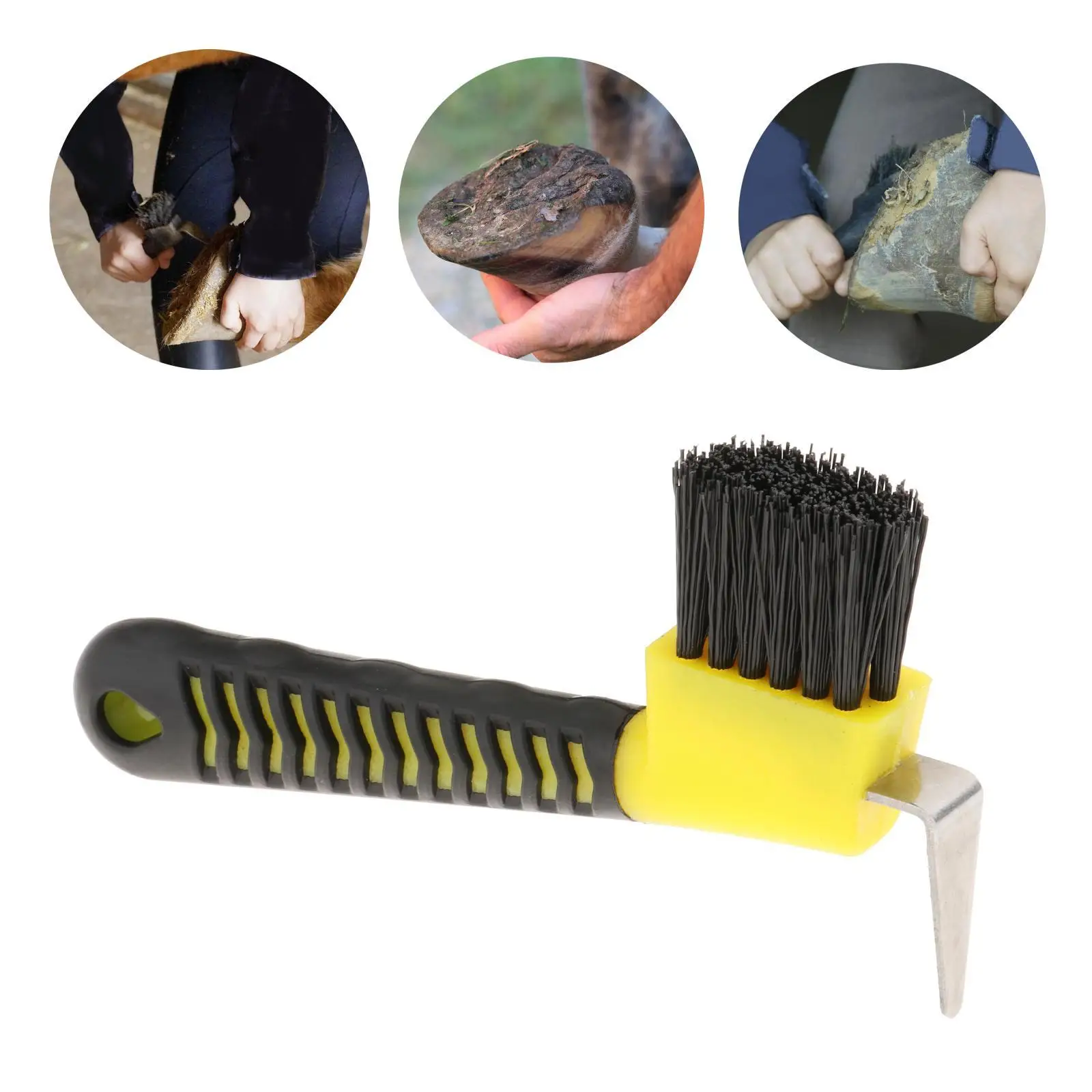 Horse Hoof Brush Hoofpick Brush Cleaning Brushing Grooming Tool Soft Grip Equestrian Equipment for Work Boots Supplies 4