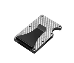 Sleek Carbon Fiber RFID Blocking Wallet with Money Clip (Silver)