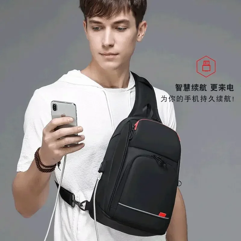 Water Repellent Crossbody Shoulder Bag for Men with USB Charging