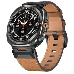Luxury Leather QuickFit Watch Band - Elegant Business Belt Bracelet for Galaxy Ultra 47mm (Brown)