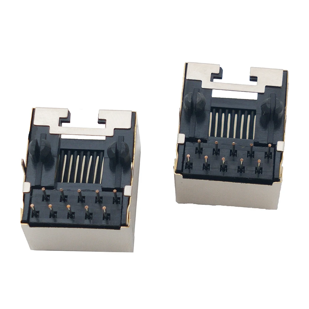 

100PCS RJ50 10P10C Connector Metal Shield Shell 10-core Cable Female 10P Modular Jack 90 Degree DIP Network Interface Socket