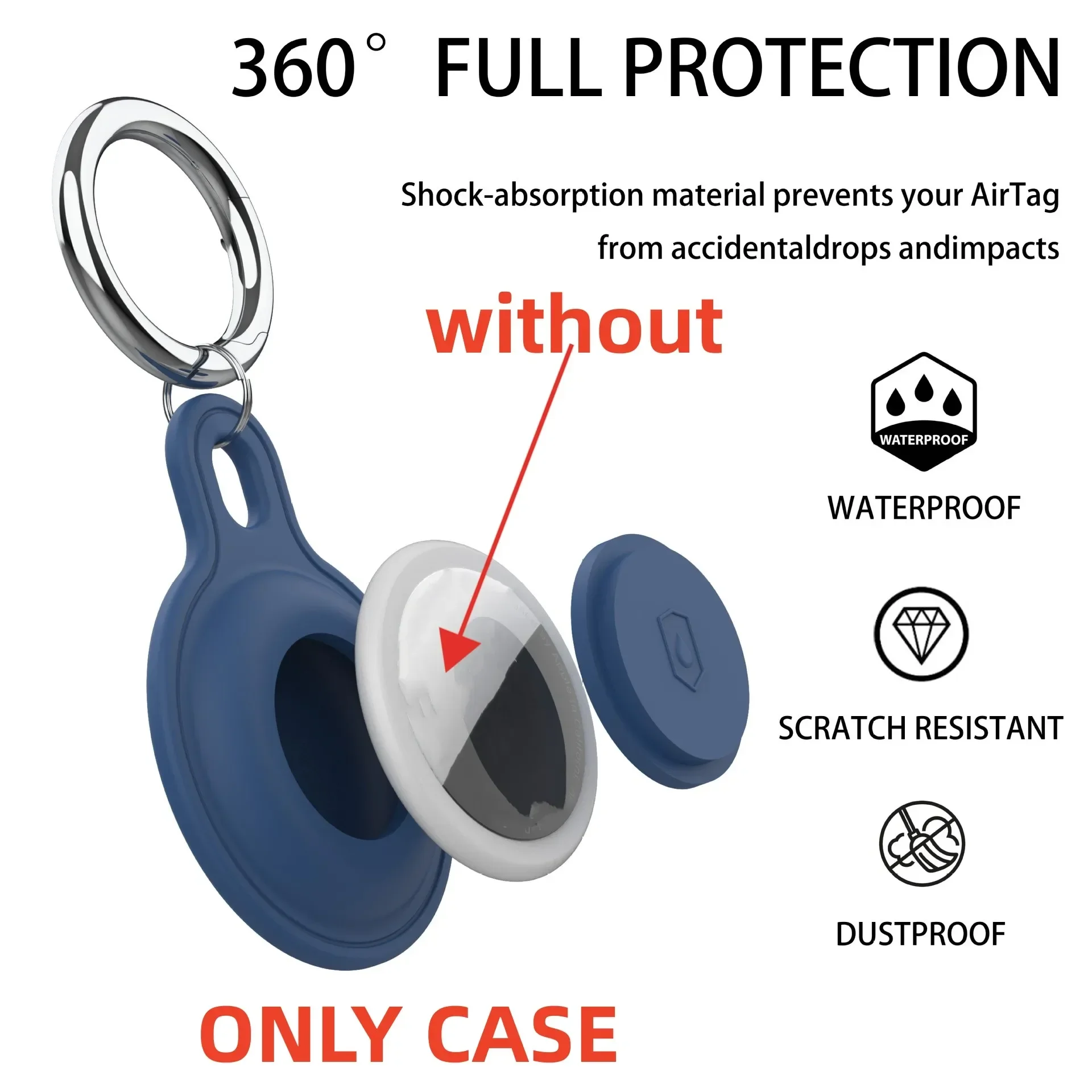 Silicon Keychain for Apple Airtags Case Protective Cover 360&deg; Waterproof Airtag Holder Tracker Accessories AirTag Case Key Ring airtag case