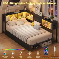 Twin Bed with Storage Drawers, Bookcase, Charging Station, LED Lights, and Daybed for Kids & Teens in Black 6