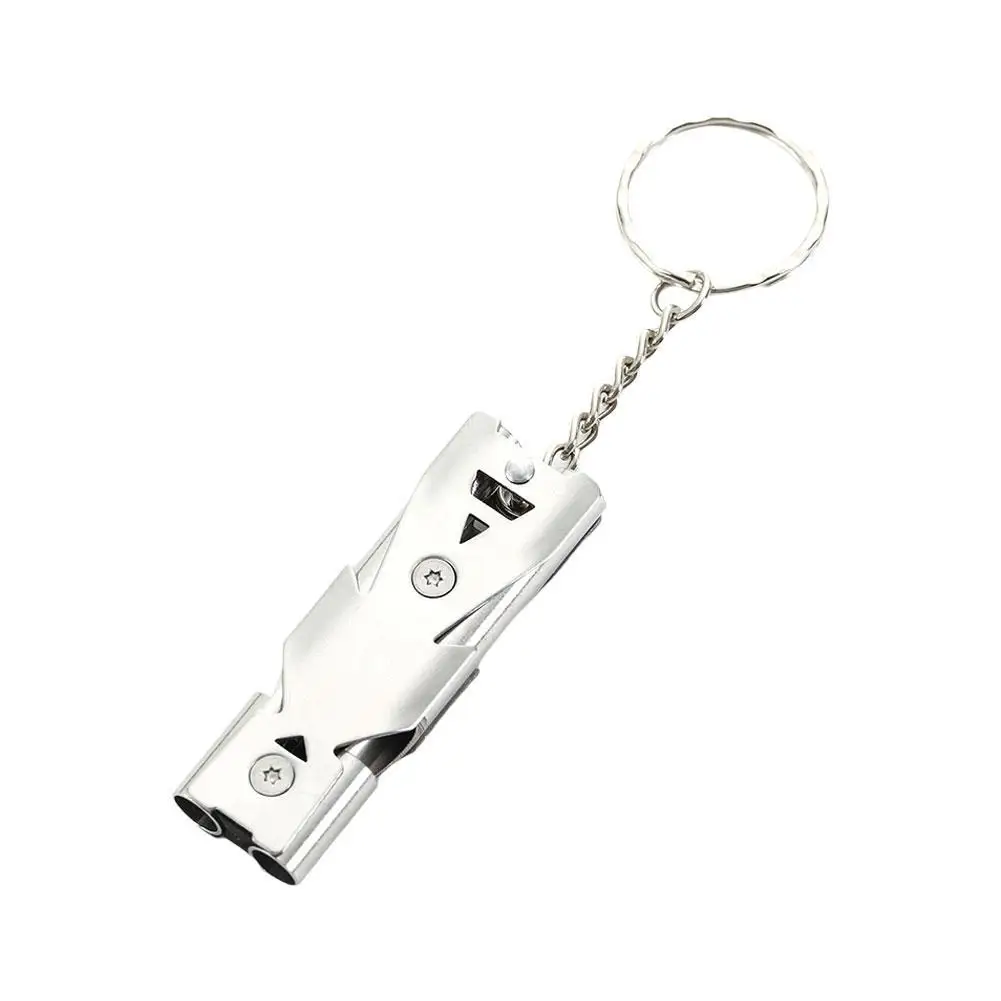 Outdoor EDC Survival Whistle High Decibel Double Pipe Alloy Tool Cheerleading Emergency Multi Keychain Whistle St A2S8 whistle keychain survival whistle