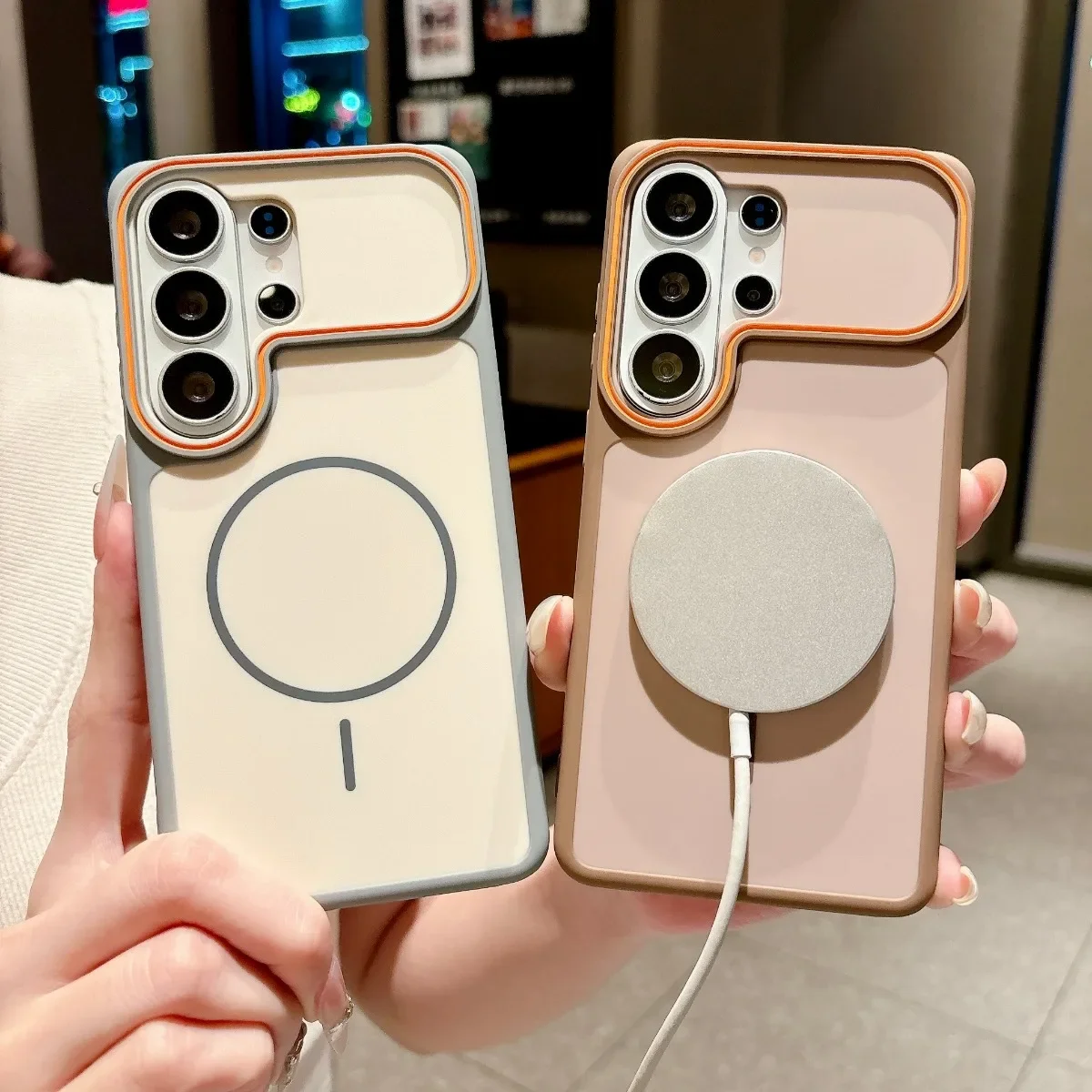 Luxury Contrast Color Frosted Magnetic Phone Case with Shockproof Design for Magsafe Compatibility