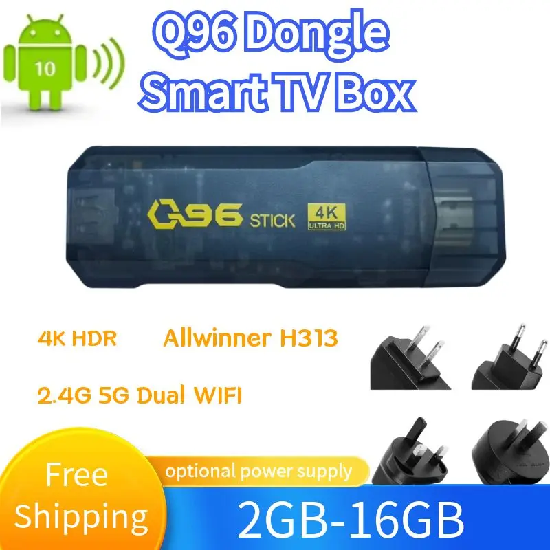 

ТВ-приставка Q96 на Android 10,0, 2 + 16 ГБ, Allwinner H313, 4 ядра, 2,4 ГГц