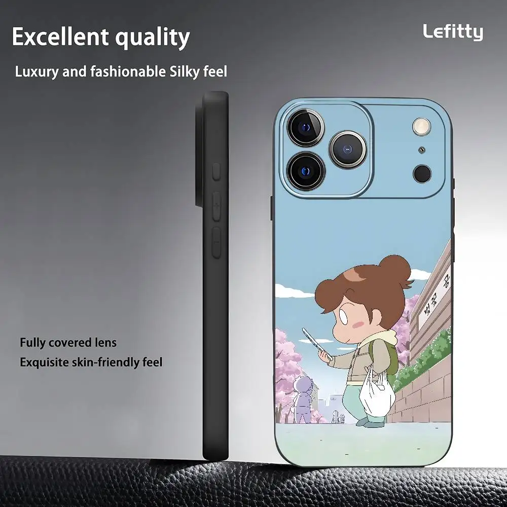 Adorable Anime-Inspired Black Frosted Soft Phone Case