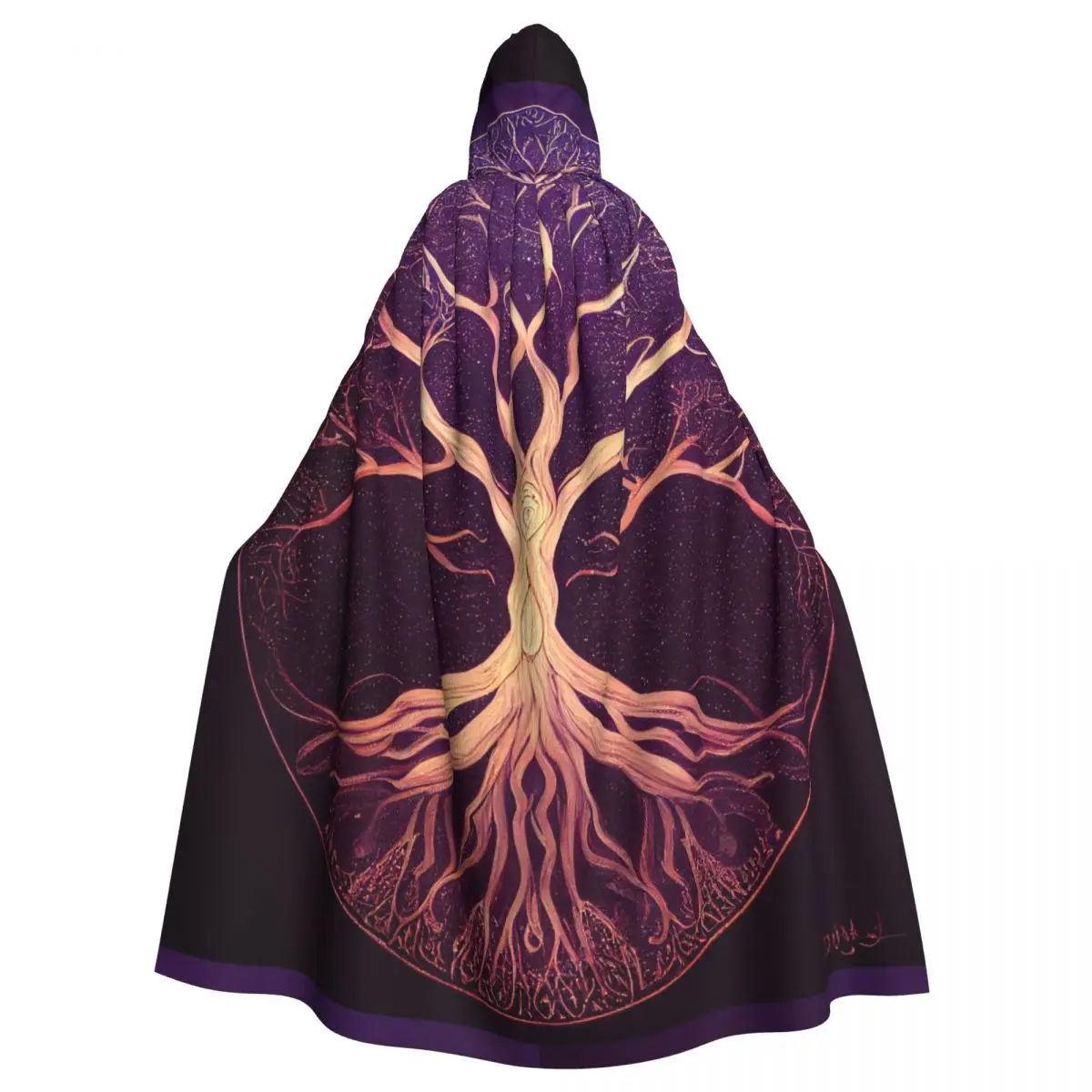 

Yggdrasil Tree Of Life Adult Cloak Cape Hooded Medieval Costume Witch Wicca Vampire Elf Purim Carnival Party