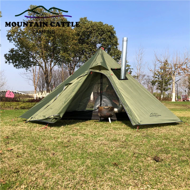 

2-3 Person Ultralight Pyramid Tent Camping Teepee Tent Outdoor Winter Backpacking Awnings Shelter Tent for Birdwatching Cooking