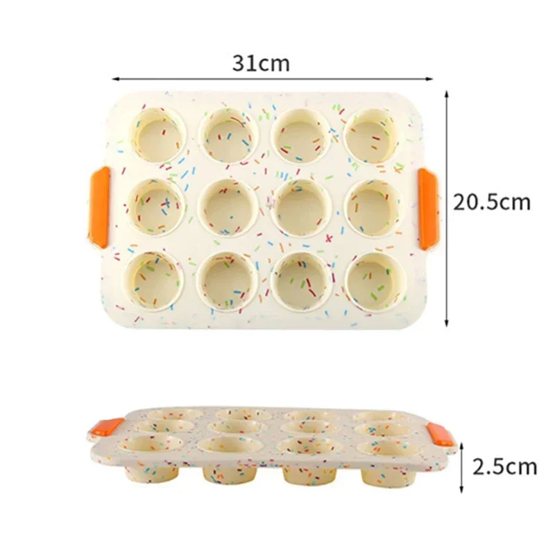 12 Holes Silicone Cake Mold Muffin Cupcake Baking Pan Non Stick Pudding Fondant Muffin Baking Tray Heat Resistant Bread Mould
