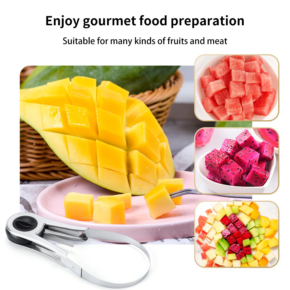 Stainless Steel Mango Cutter Slice Vegetable Fruit Tools Mango Easy Cut Slicer Cutter Kitchen Peeler Gadget