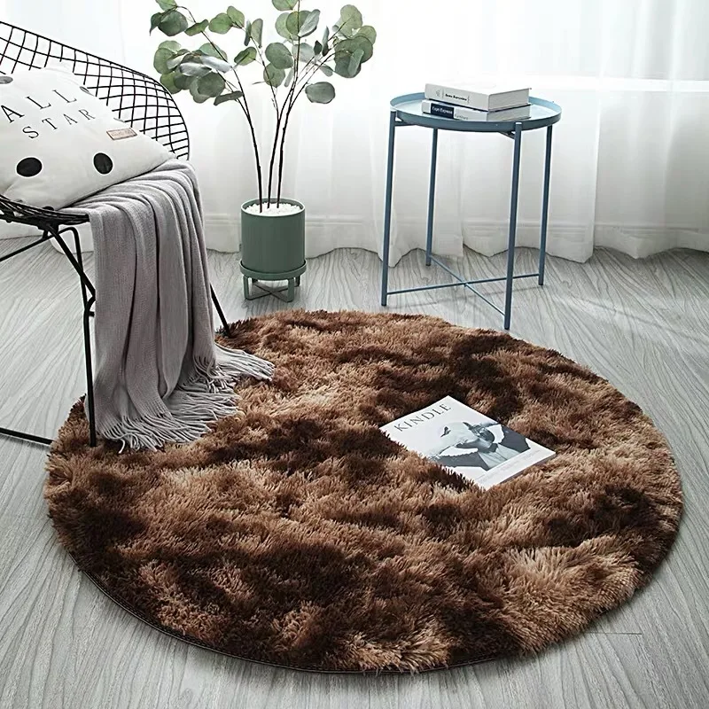 Alfombra redonda gruesa con diseño de burbujas plateadas y besos para sala de estar, suave, para el hogar, dormitorio, habitación de los niños, decoración de salón de felpa