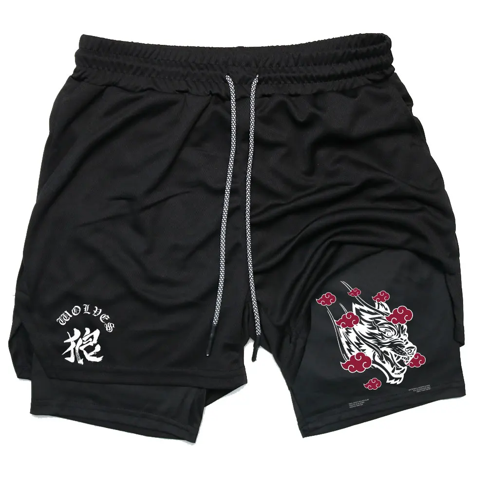 Darc Wolves Sport Performance Shorts Men's Fitness Gym Workout Summer Short Pants Double-deck Quick Dry Jogging Sportswear sports shorts