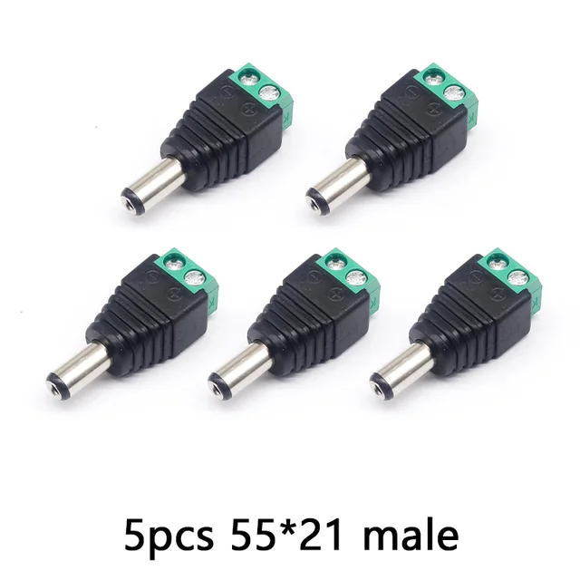 5pcsDC male and female power connector 5.5*2.1mm plug positive and ...