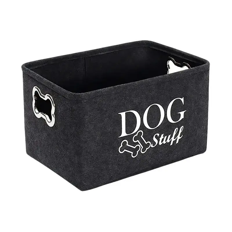 Spacious Felt Dog Toy Storage Basket with Handles