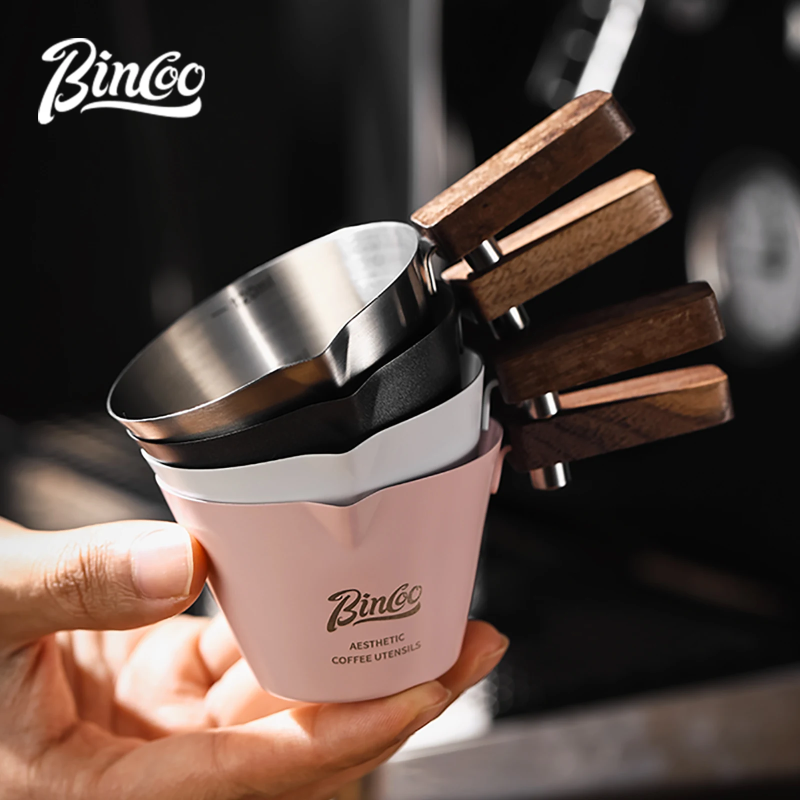 Bincoo 120mL Measuring Cup With Coffee Scale Stainless steel Coffee Extraction Cup Italian Espresso Cup Coffee Ounce Milk Cup