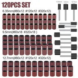 Versatile Sanding Drum Set with Mandrels and Bands - Assorted Grits (120pcs Set)