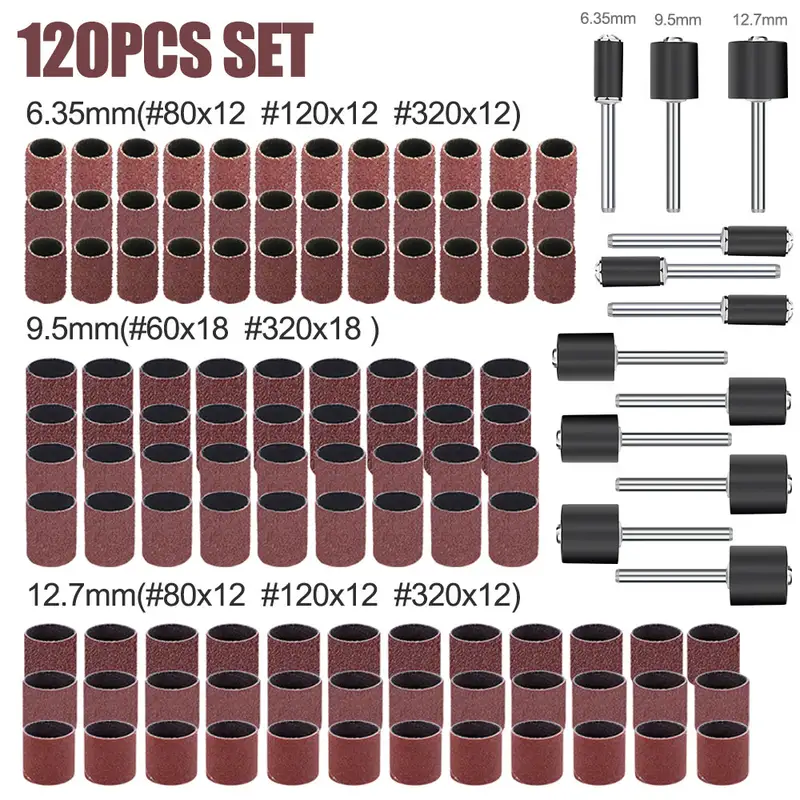 CMCP Sanding Drum Set Grit #80 #100 #120 Dremel With Sanding Mandrels Sanding Bands For Dremel Rotary Tools Abrasive Tools - Image 18