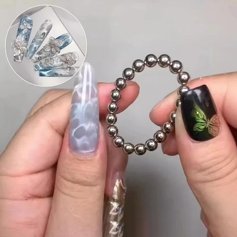Magnetic Nail Tools 20pcs Magnet Cat Eyes Beads Magnet For Nail Gel Polish 3D Line Strip Effect Small Round Beads Manicure Art Design Tools