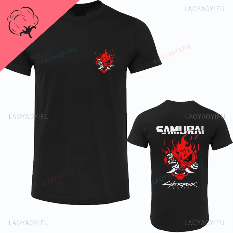 

Уличная мода новый стиль Самурай Ретро японские игры 2077 Мужская футболка хлопковые тонкие рубашки Harajuku Classic