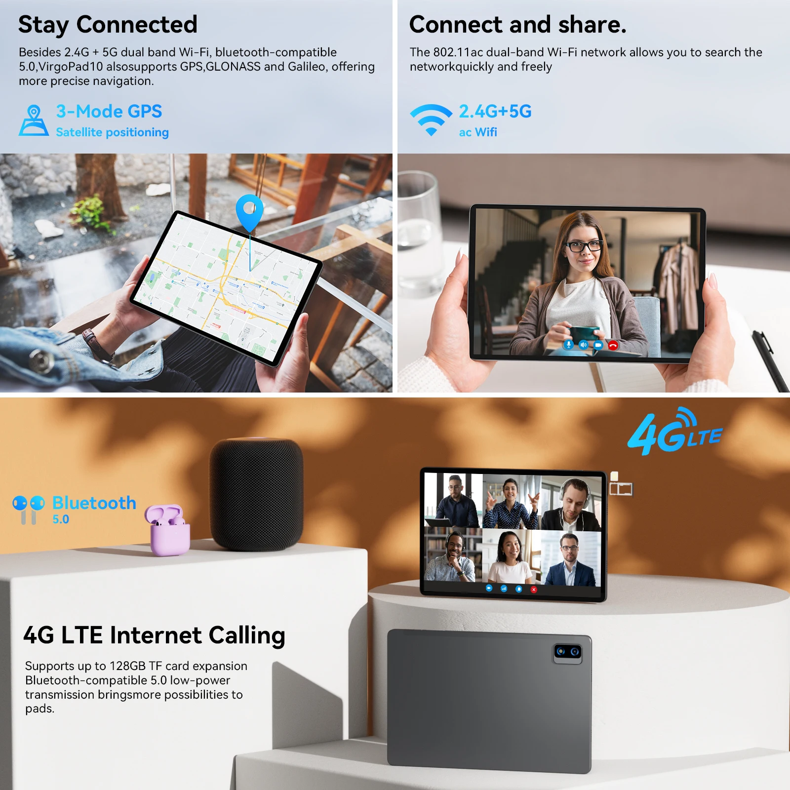 Adreamer 10.1인치 태블릿 1920X1200 4GB RAM 64GB ROM 고속 충전 6000mAh 4G LTE 금속 케이스 옥타 코어 태블릿