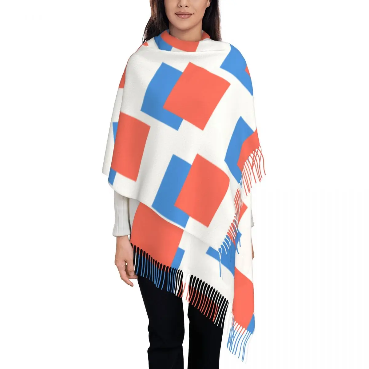 

Теплый мягкий шарф, зимняя Корейская Новинка, квадратная шаль, абстрактная P-Pradas, дизайнерская женская шаль Bufanda y2k, крутые шарфы, повязки