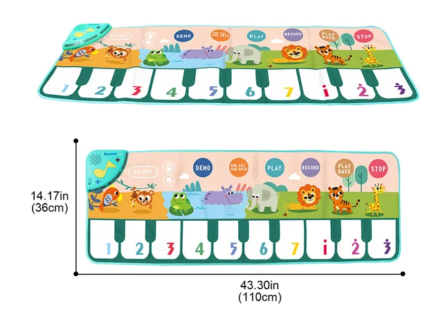 80x50cm esteira do jogo da música para crianças piso piano teclado tambor  brinquedos dança esteira com 6 instrumentos sons brinquedos educativos -  AliExpress