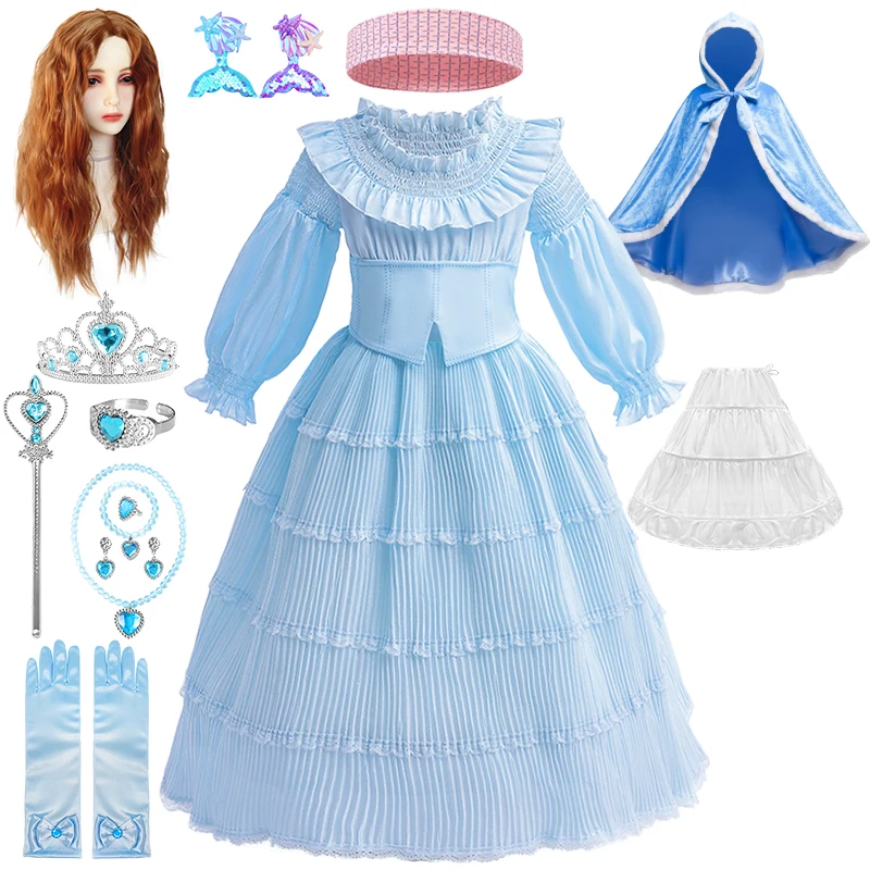 Halloween Cosplay Little Mermaid Princess Dress For Girls Christmas Lotus Leaf Pieghettato Stage Play Masquerade Performance Costume